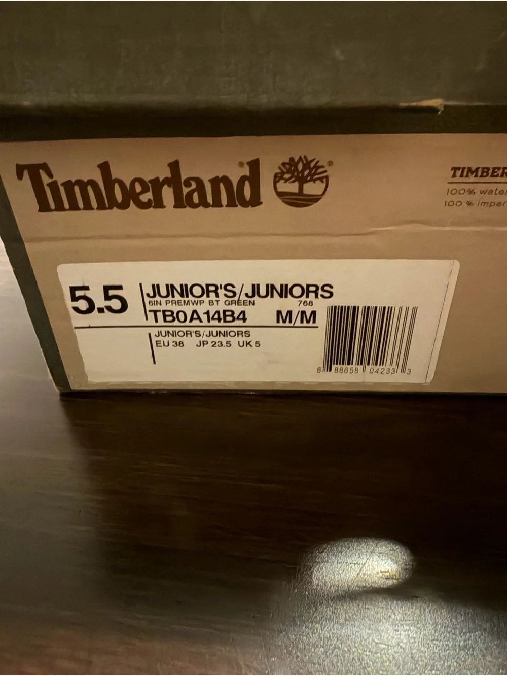Timberland Kids Olive Green Lace-Up Waterproof Boots with Tan Sole